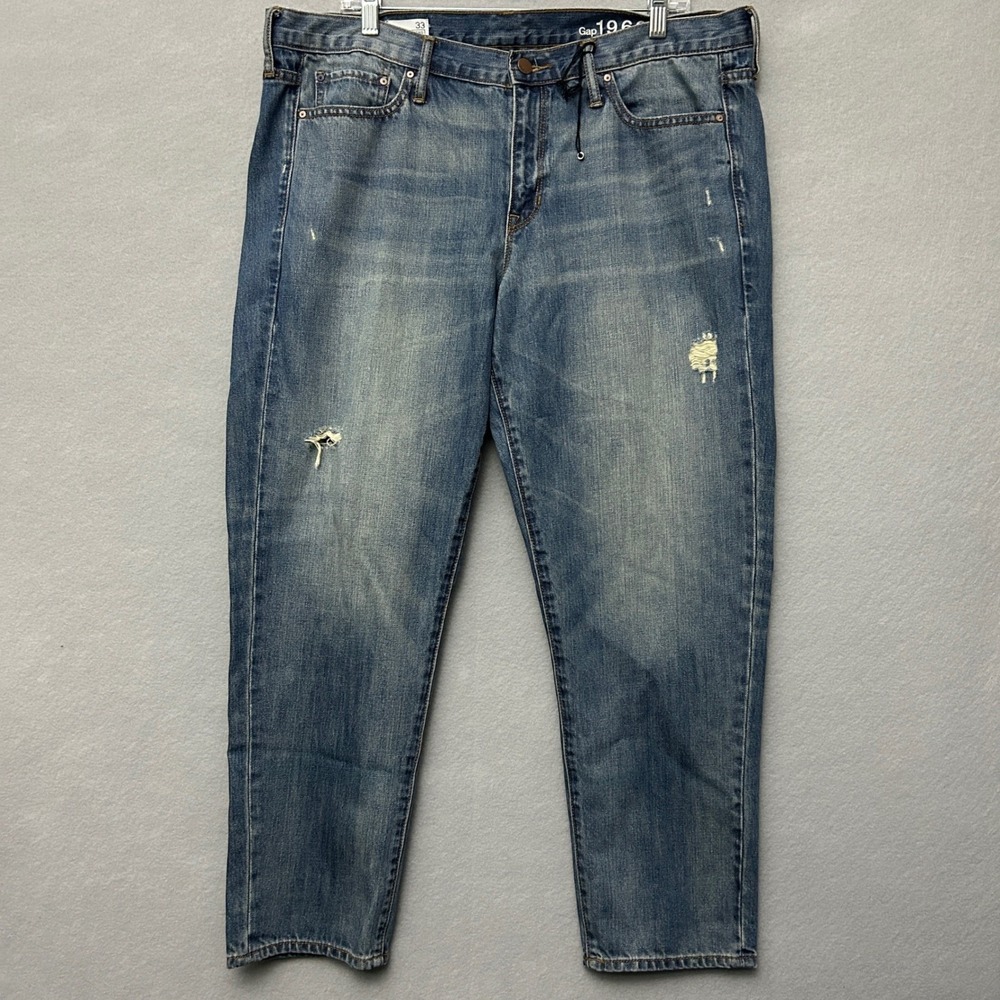 Gap 1969 Sexy Boyfriend VTG Jeans Womens 33 Blue Distressed Denim Grunge NWOT